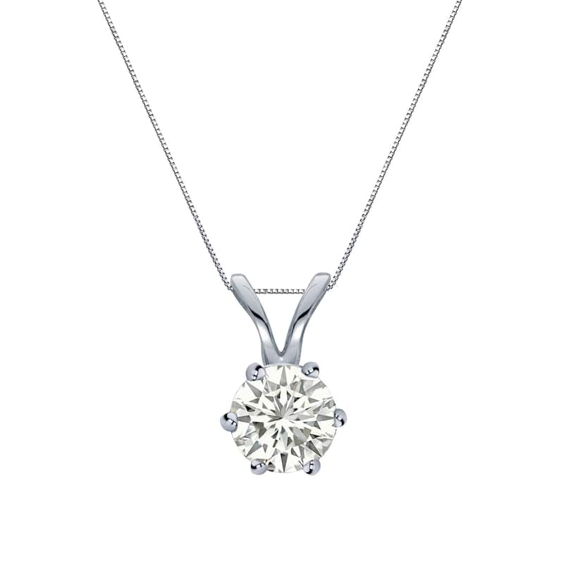 Auriya 14k Gold 1/4ct TDW Round 6-Prong Diamond Solitaire Necklace (I-J, SI1-SI2) - White