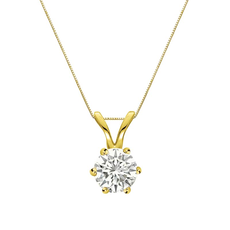 Auriya 14k Gold 1/4ct TDW Round 6-Prong Diamond Solitaire Necklace (I-J, SI1-SI2) - Yellow