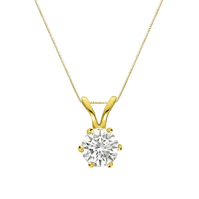 Auriya 14k Gold 1/4ct TDW Round 6-Prong Diamond Solitaire Necklace (I-J, SI1-SI2)