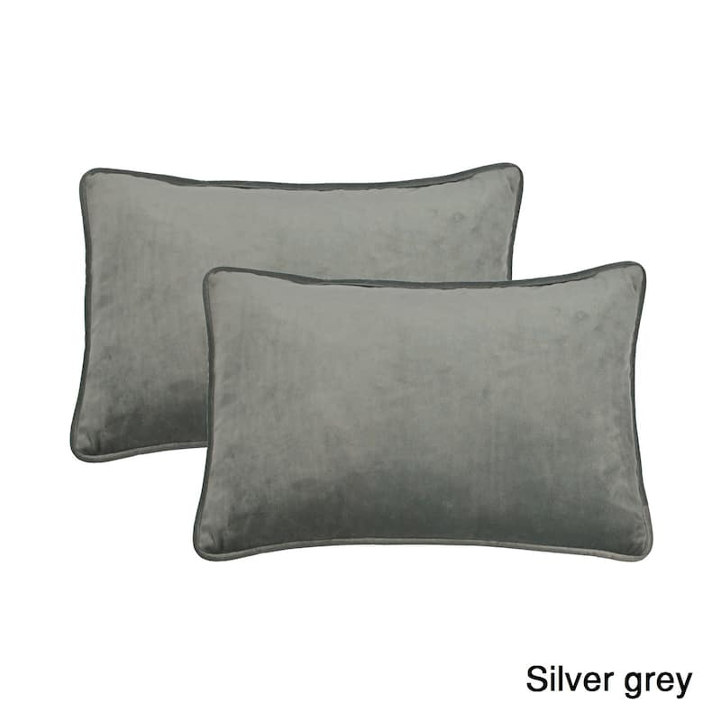 Sherry Kline Richmond Velvet Boudoir Throw Pillow (set of 2) - Silver Grey