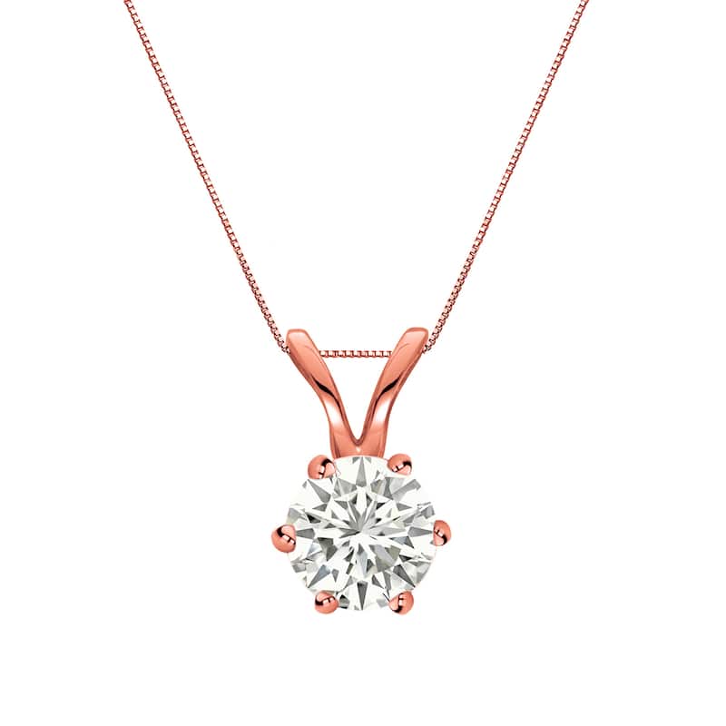 Auriya 14k Gold 1/3ct TDW Round 6-Prong Diamond Solitaire Necklace (I-J, SI1-SI2)