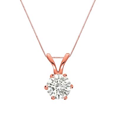 Auriya 14k Gold 1/3ct TDW Round 6-Prong Diamond Solitaire Necklace (I-J, SI1-SI2)