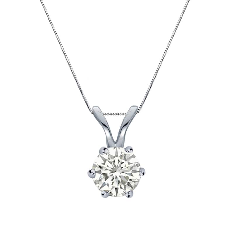 Auriya 14k Gold 1/3ct TDW Round 6-Prong Diamond Solitaire Necklace (I-J, SI1-SI2)