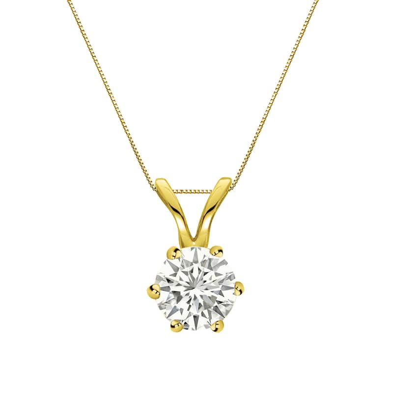 Auriya 14k Gold 1/3ct TDW Round 6-Prong Diamond Solitaire Necklace (I-J, SI1-SI2)