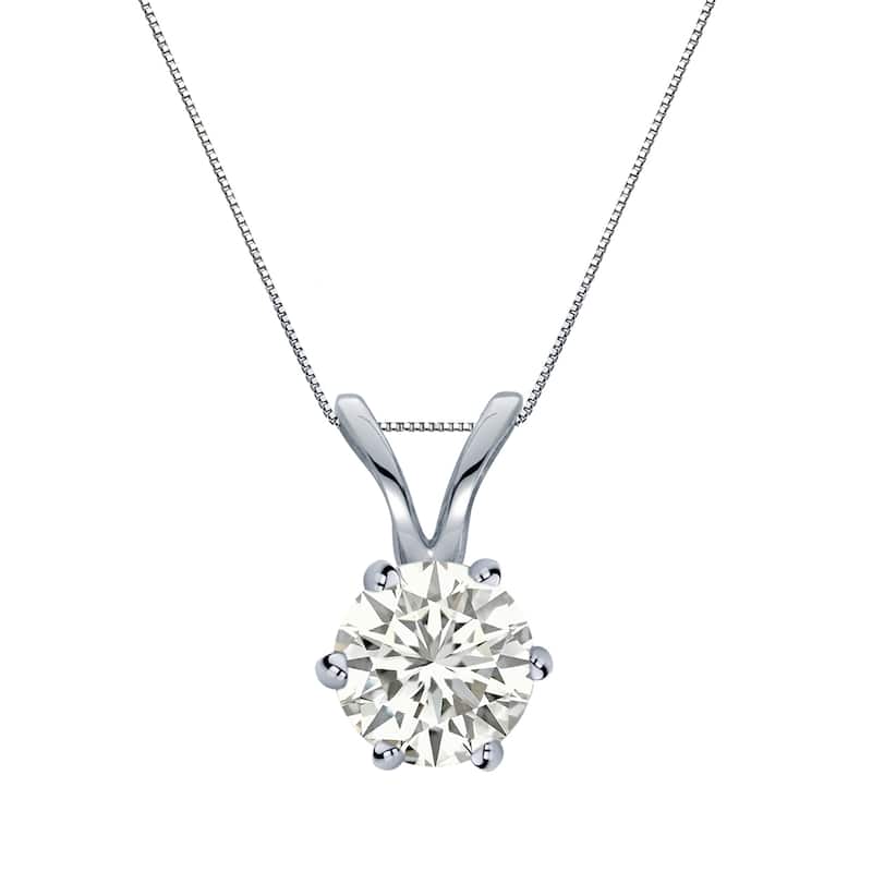 Auriya 14k Gold 1/2ct TDW Round 6-Prong Diamond Solitaire Necklace (I-J, SI1-SI2)