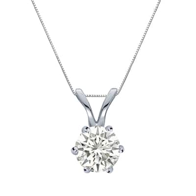 Auriya 14k Gold 1/2ct TDW Round 6-Prong Diamond Solitaire Necklace (I-J, SI1-SI2)