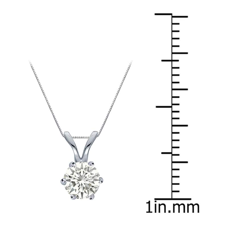 Auriya 14k Gold 1/2ct TDW Round 6-Prong Diamond Solitaire Necklace (I-J, SI1-SI2)