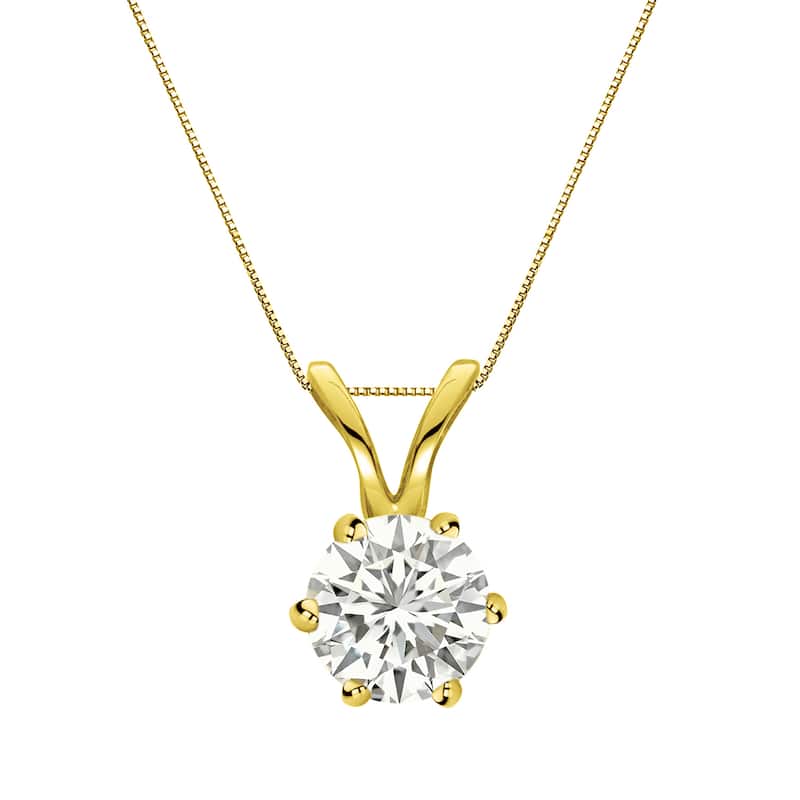 Auriya 14k Gold 1/2ct TDW Round 6-Prong Diamond Solitaire Necklace (I-J, SI1-SI2)