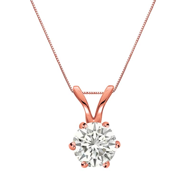 Auriya 14k Gold 1/2ct TDW Round 6-Prong Diamond Solitaire Necklace (I-J, SI1-SI2)