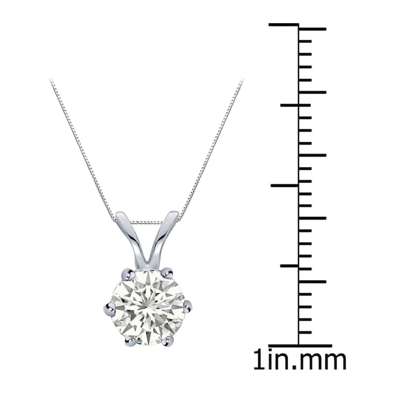Auriya 14k Gold 3/4ct TDW Round 6-Prong Diamond Solitaire Necklace (I-J, SI1-SI2)