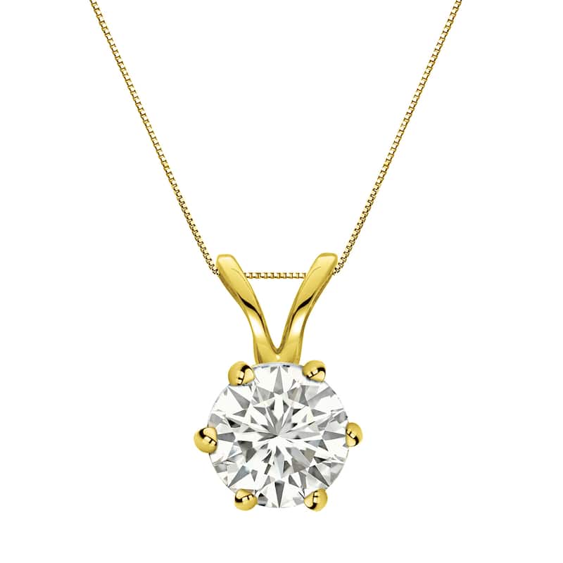 Auriya 14k Gold 3/4ct TDW Round 6-Prong Diamond Solitaire Necklace (I-J, SI1-SI2)