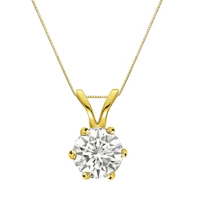 Auriya 14k Gold 3/4ct TDW Round 6-Prong Diamond Solitaire Necklace (I-J, SI1-SI2)