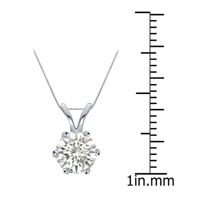 Auriya 1 carat TW Round Solitaire Diamond Necklace 14k Gold 6-Prong (I-J, SI1-SI2)
