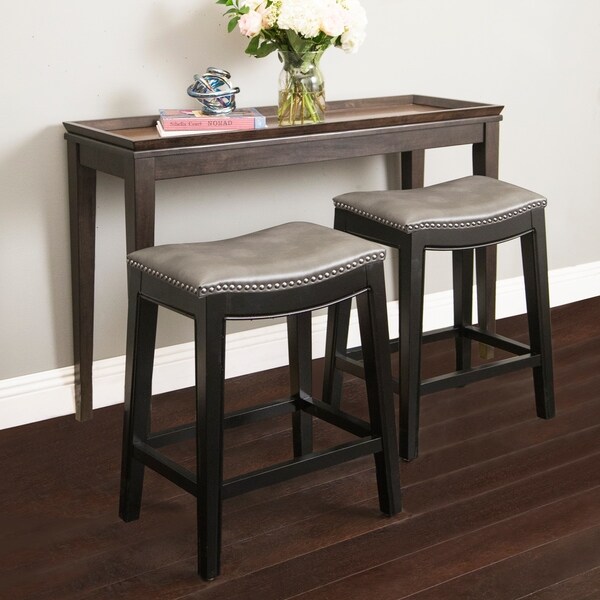 Abbyson Living Rivoli Grey Leather Nailhead Trim Counter Stool Abbyson Living Rivoli Grey Leather Nailhead Trim Counter Stool As Is Item