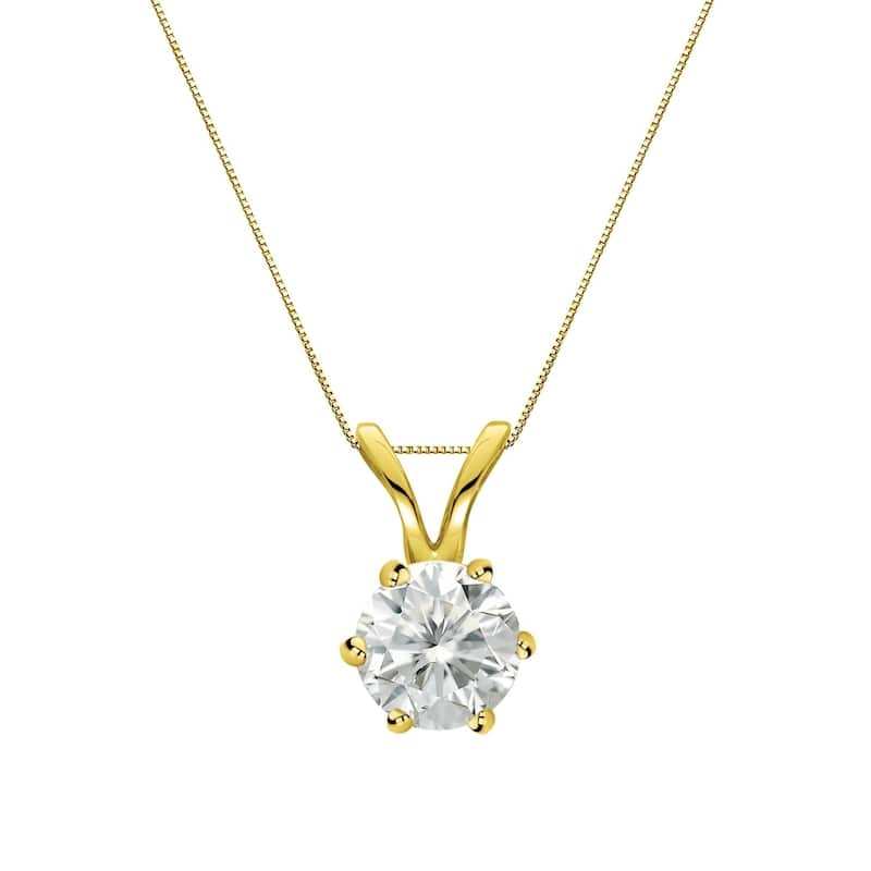 Auriya 14k Gold 1/4ct TDW Round 6-Prong Diamond Solitaire Necklace (I-J, SI2-SI3)