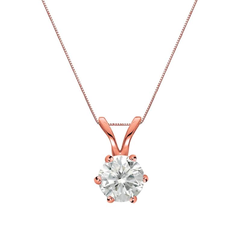 Auriya 14k Gold 1/4ct TDW Round 6-Prong Diamond Solitaire Necklace (I-J, SI2-SI3)