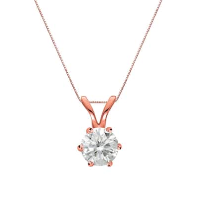 Auriya 14k Gold 1/4ct TDW Round 6-Prong Diamond Solitaire Necklace (I-J, SI2-SI3)