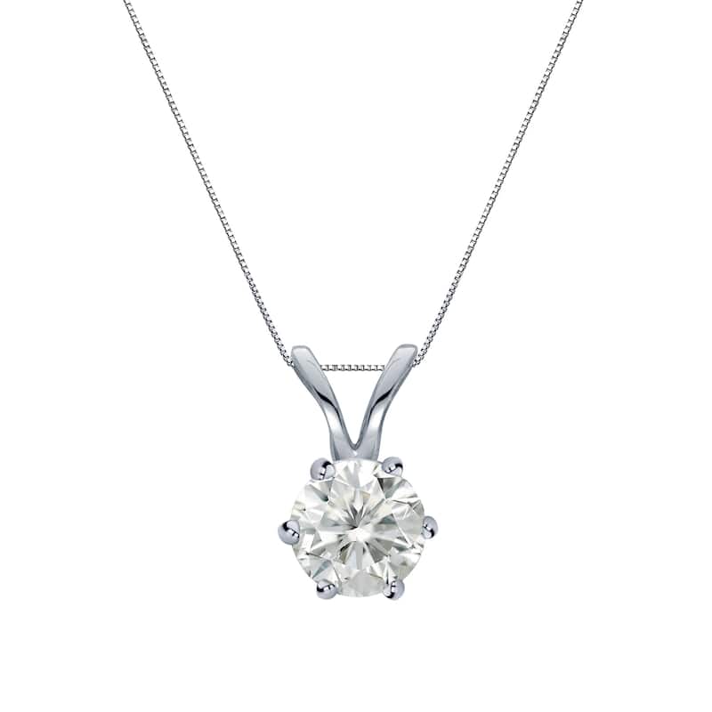 Auriya 14k Gold 1/4ct TDW Round 6-Prong Diamond Solitaire Necklace (I-J, SI2-SI3)