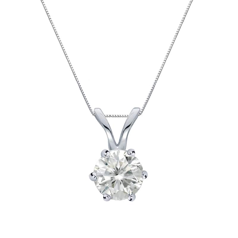 Auriya 14k Gold 1/3ct TDW Round 6-Prong Solitaire Diamond Necklace (I-J, SI2-SI3)