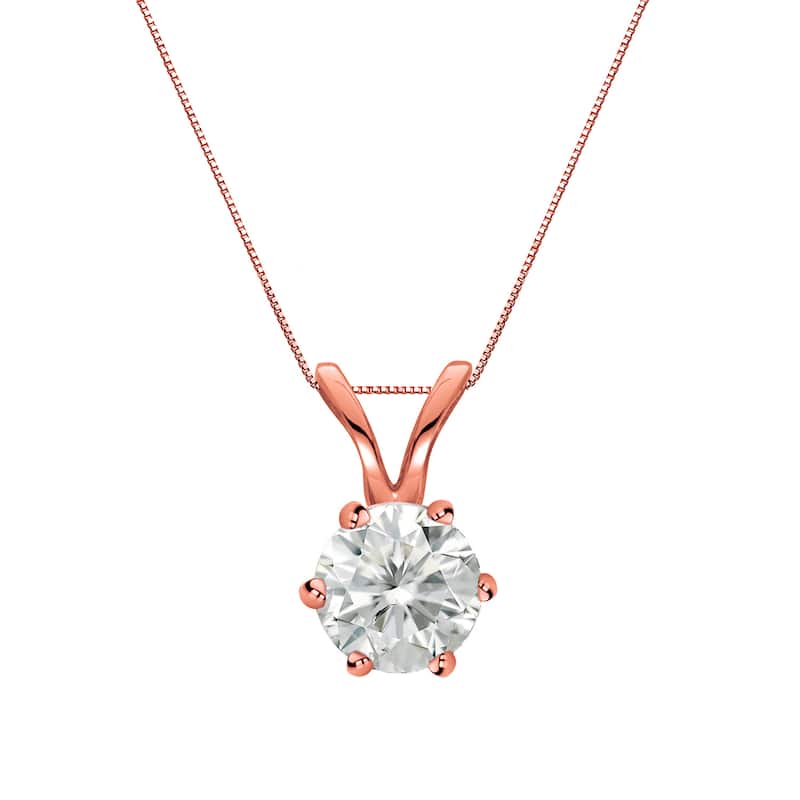 Auriya 14k Gold 1/3ct TDW Round 6-Prong Solitaire Diamond Necklace (I-J, SI2-SI3)