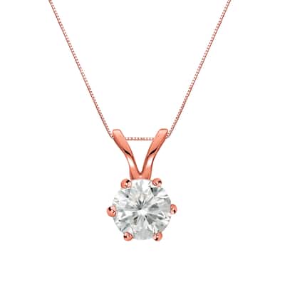 Auriya 14k Gold 1/3ct TDW Round 6-Prong Solitaire Diamond Necklace (I-J, SI2-SI3)