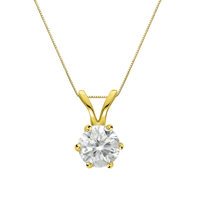 Auriya 14k Gold 1/3ct TDW Round 6-Prong Solitaire Diamond Necklace (I-J, SI2-SI3)