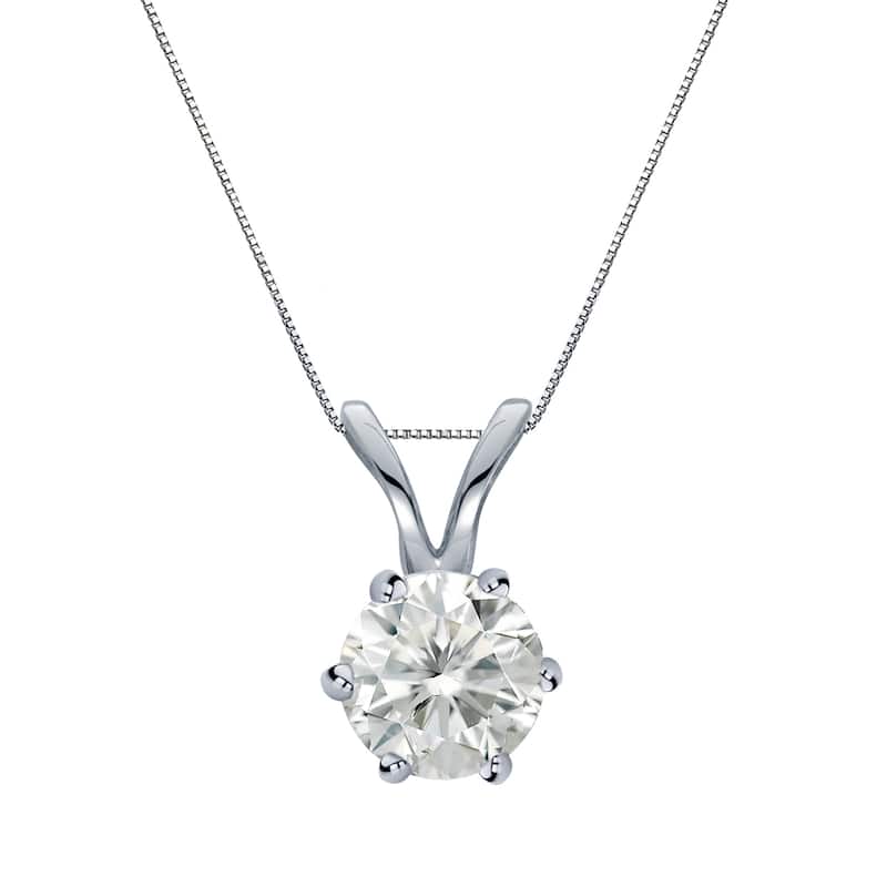 Auriya 14k Gold 1/2ct TDW Round 6-Prong Diamond Solitaire Necklace (I-J, SI2-SI3) - White