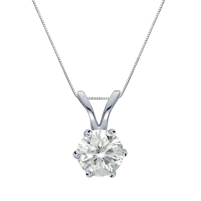 Auriya 14k Gold 1/2ct TDW Round 6-Prong Diamond Solitaire Necklace (I-J, SI2-SI3)