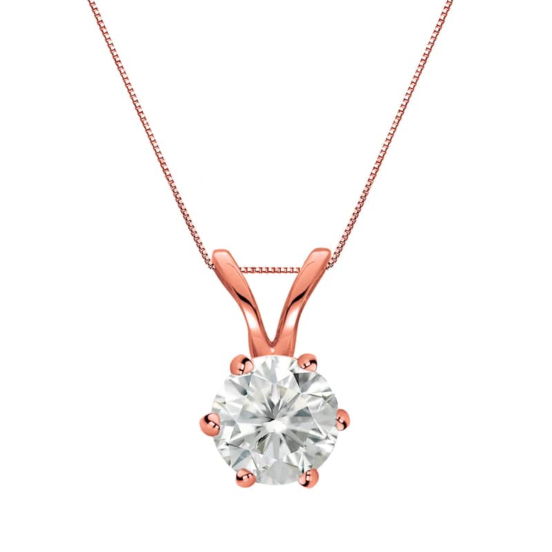 Auriya 14k Gold 1/2ct TDW Round 6-Prong Diamond Solitaire Necklace (I-J, SI2-SI3) - Rose