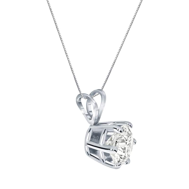 Auriya 14k Gold 3/4ct TDW Round Diamond Solitaire Six-Prong Necklace (I0J, SI2-SI3)