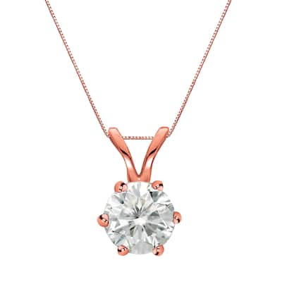 Auriya 14k Gold 3/4ct TDW Round Diamond Solitaire Six-Prong Necklace (I0J, SI2-SI3)
