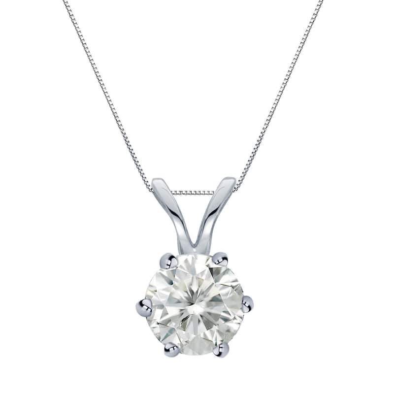 Auriya 14k Gold 3/4ct TDW Round Diamond Solitaire Six-Prong Necklace (I0J, SI2-SI3) - White