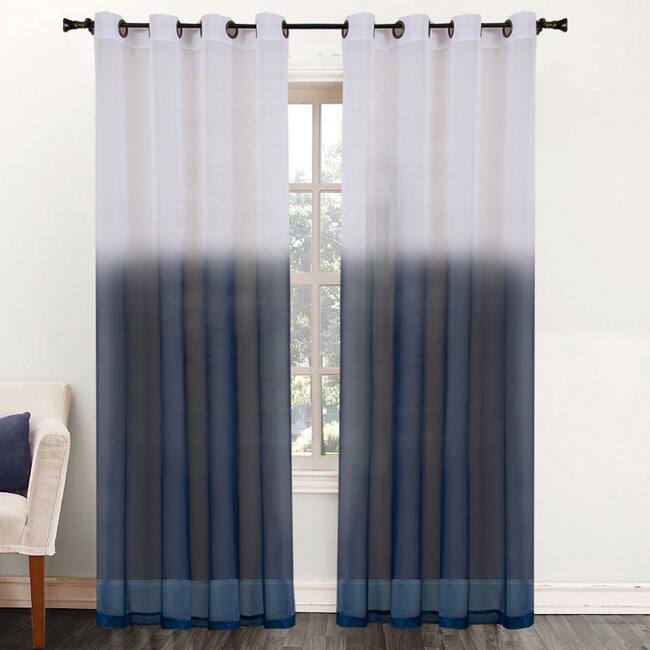 Two-Tone Ombre 84-inch Sheer Curtain Panel - 52 x 84 - 52 x 84