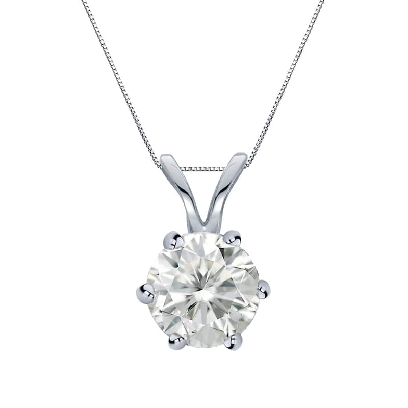 Auriya 14k Gold 1ct TDW Round 6-Prong Diamond Solitaire Necklace (I-J, SI2-SI3)