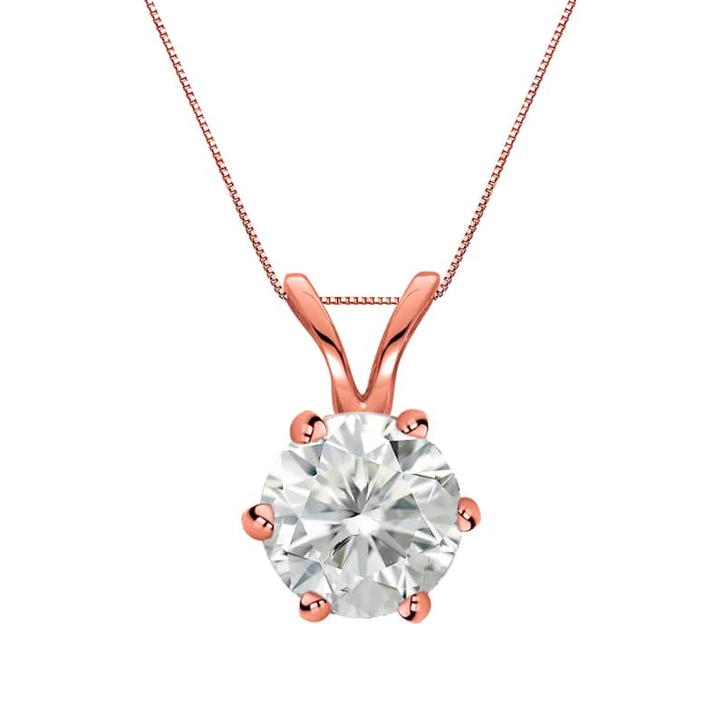 Auriya 14k Gold 1ct TDW Round 6-Prong Diamond Solitaire Necklace (I-J, SI2-SI3)