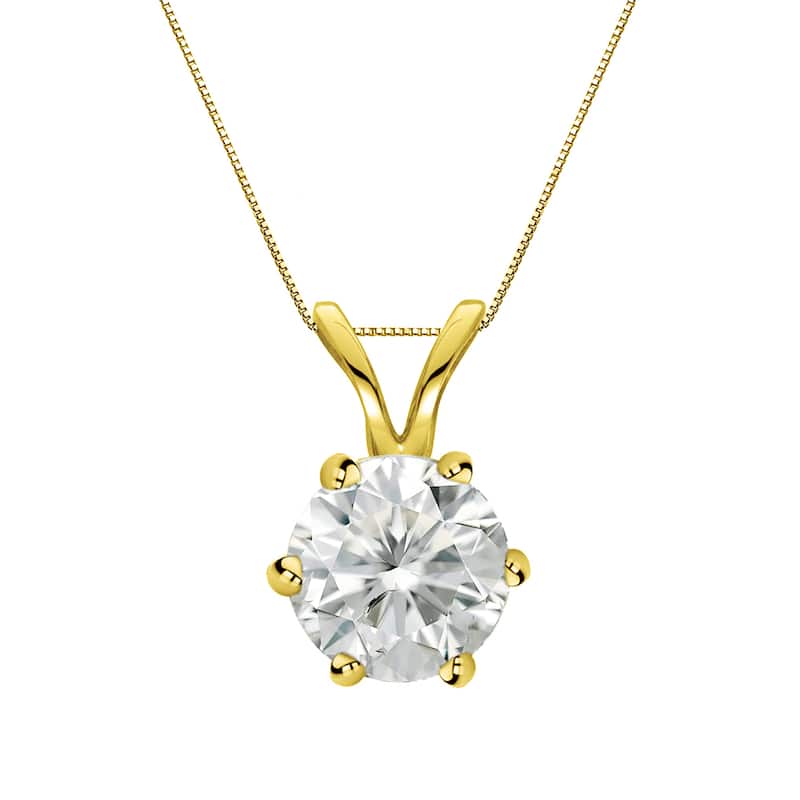 Auriya 14k Gold 1ct TDW Round 6-Prong Diamond Solitaire Necklace (I-J, SI2-SI3)