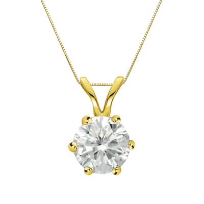 Auriya 14k Gold 1ct TDW Round 6-Prong Diamond Solitaire Necklace (I-J, SI2-SI3)