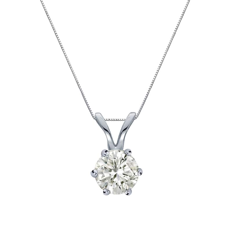 Auriya 14k Gold 1/4ct TDW Round 6-Prong Diamond Solitaire Necklace (J-K, I1-I2) - White