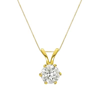Auriya 14k Gold 1/4ct TDW Round 6-Prong Diamond Solitaire Necklace (J-K, I1-I2)
