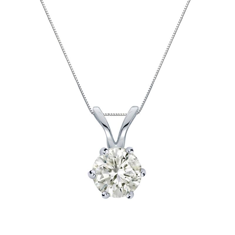 Auriya 14k Gold 1/3ct TDW Round 6-Prong Diamond Solitaire Necklace (I-J, I1-2)