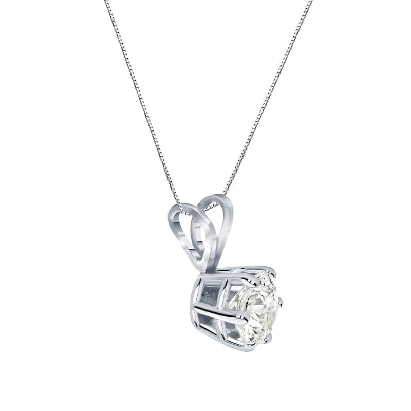 Auriya 14k Gold 1/3ct TDW Round 6-Prong Diamond Solitaire Necklace (I-J, I1-2)