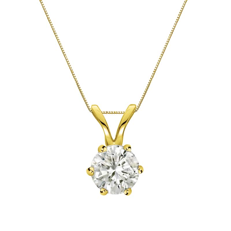 Auriya 14k Gold 1/3ct TDW Round 6-Prong Diamond Solitaire Necklace (I-J, I1-2)