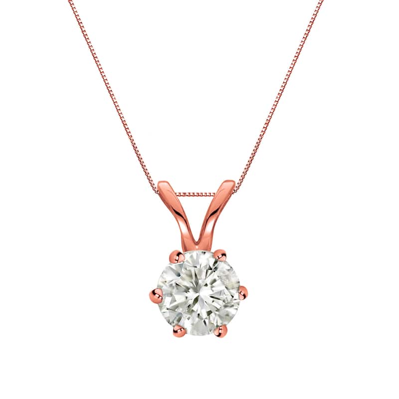 Auriya 14k Gold 1/3ct TDW Round 6-Prong Diamond Solitaire Necklace (I-J, I1-2)