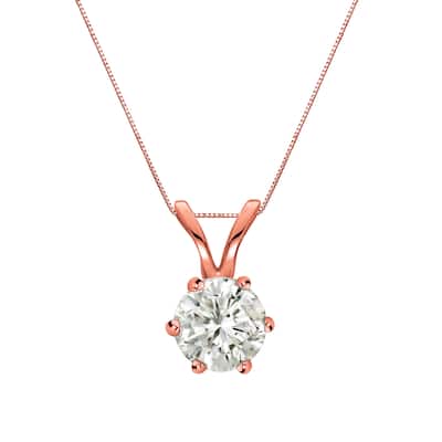 Auriya 14k Gold 1/3ct TDW Round 6-Prong Diamond Solitaire Necklace (I-J, I1-2)