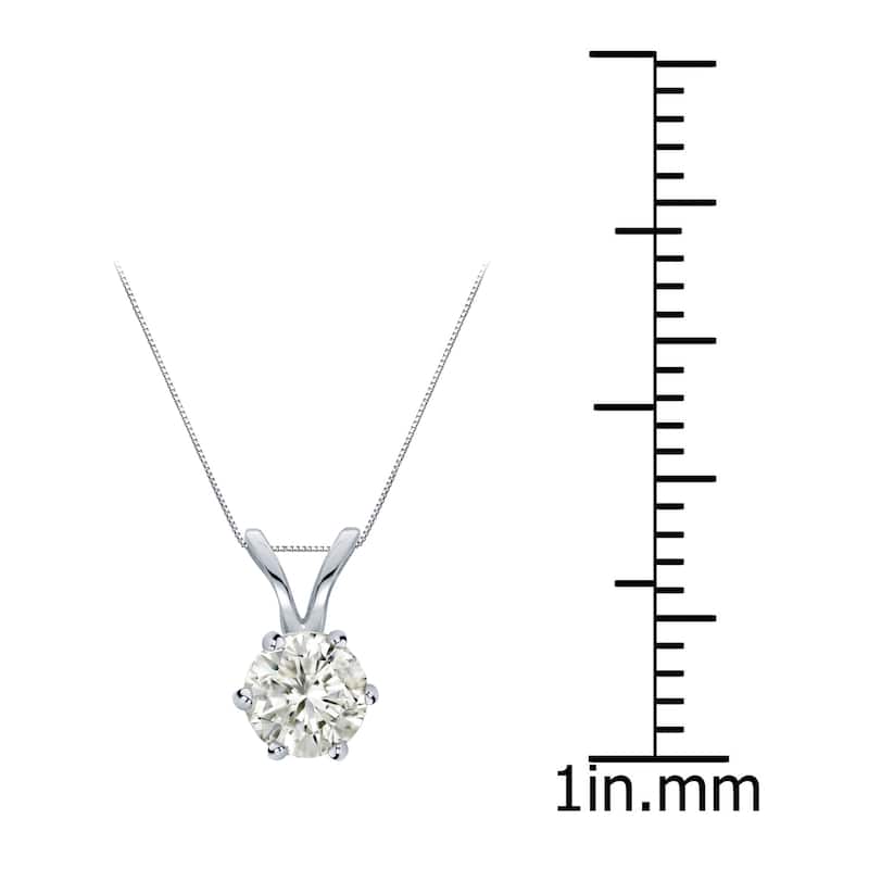 Auriya 14k Gold 1/3ct TDW Round 6-Prong Diamond Solitaire Necklace (I-J, I1-2)