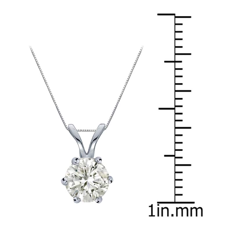 Auriya 14k Gold 3/4ct TDW Round 6-Prong Diamond Solitaire Necklace (J-K, I1-I2)