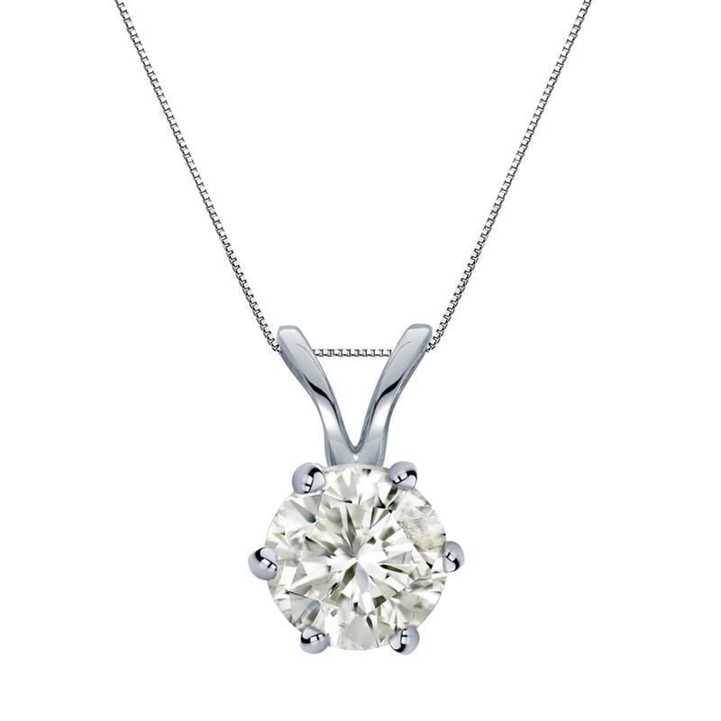 Auriya 14k Gold 3/4ct TDW Round 6-Prong Diamond Solitaire Necklace (J-K, I1-I2) - White