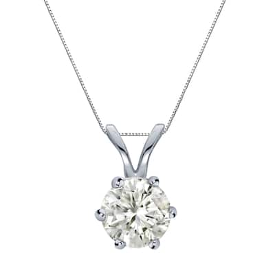 Auriya 14k Gold 3/4ct TDW Round 6-Prong Diamond Solitaire Necklace (J-K, I1-I2)