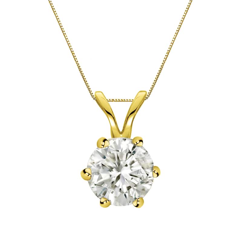 Auriya 1ctw Round 6-Prong Solitaire Diamond Necklace 14k Gold (J-K, I1-I2)