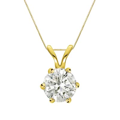 Auriya 1ctw Round 6-Prong Solitaire Diamond Necklace 14k Gold (J-K, I1-I2)